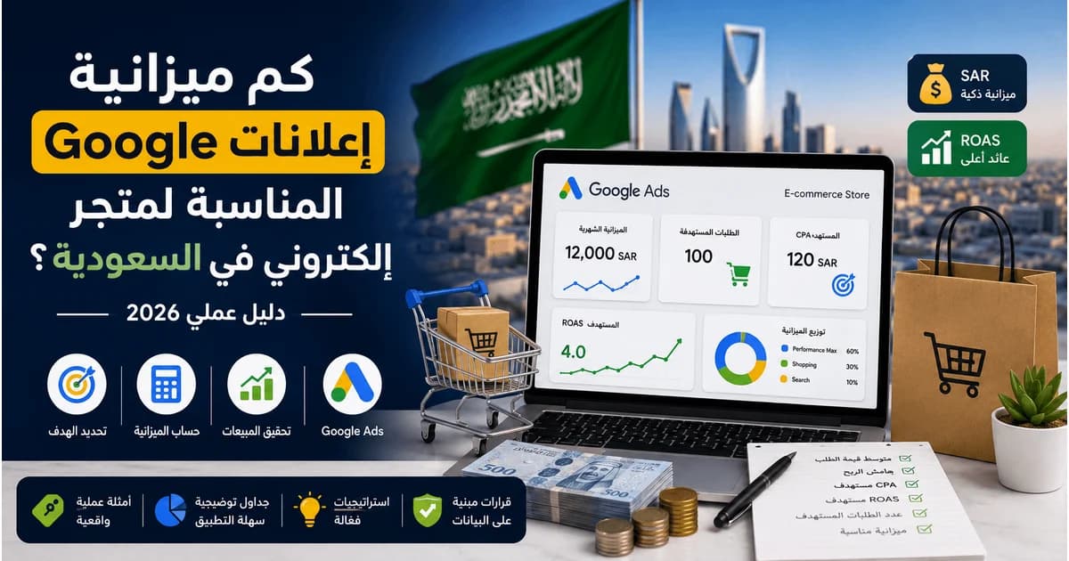 حساب ميزانية Google Ads لمتجر إلكتروني في السعودية بناءً على المبيعات وROAS