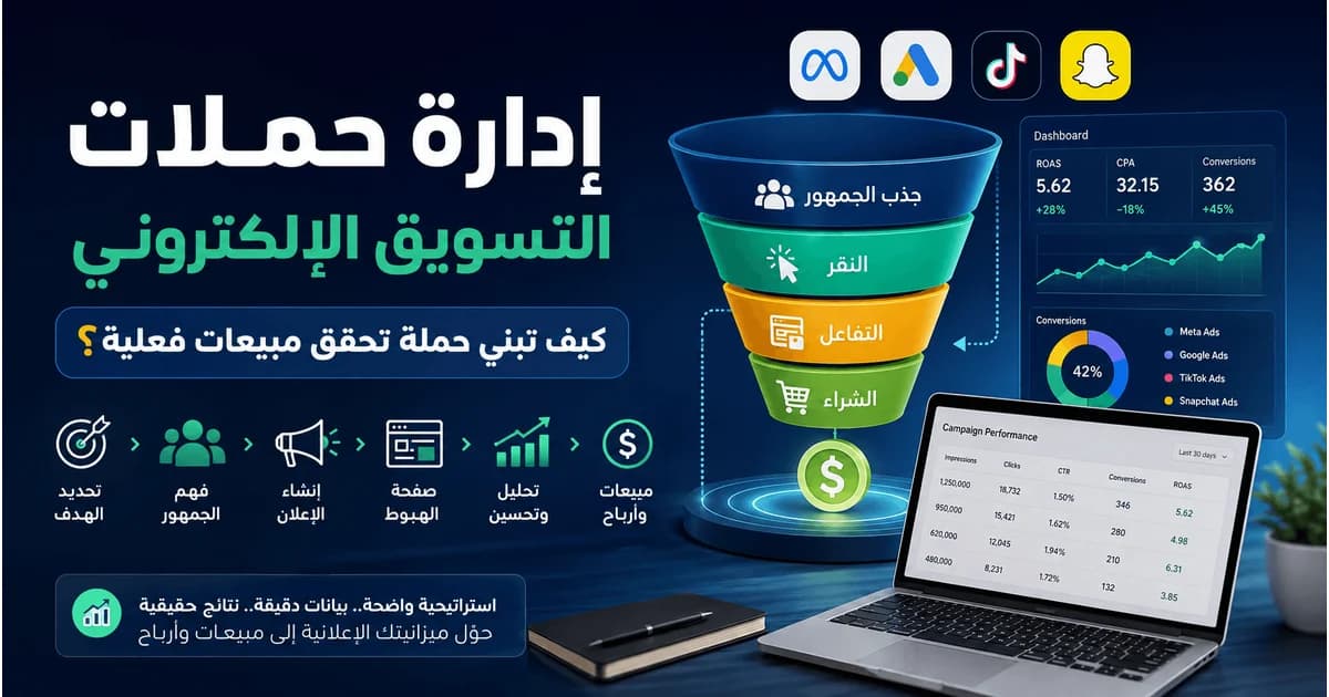إدارة حملات التسويق الإلكتروني وتحليل أداء الإعلانات والمبيعات