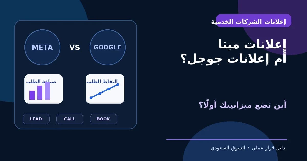 مقارنة بين إعلانات ميتا وإعلانات جوجل للشركات الخدمية في السعودية وتوزيع الميزانية