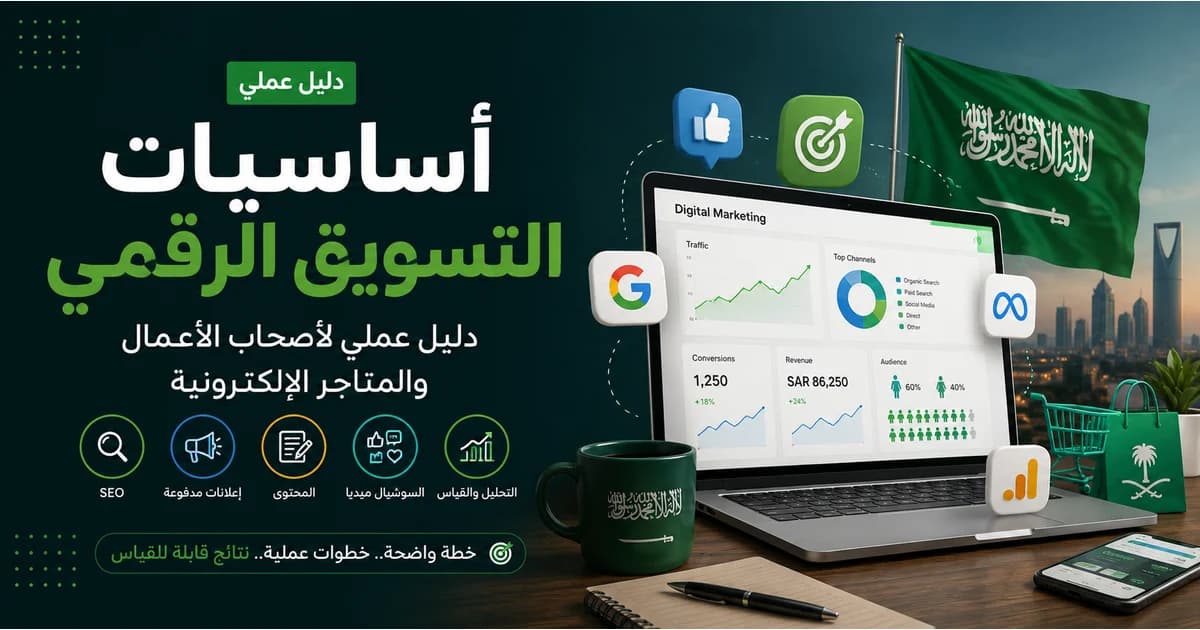 خريطة توضح أساسيات التسويق الرقمي والقنوات المستخدمة لجذب العملاء وتحويلهم إلى مبيعات