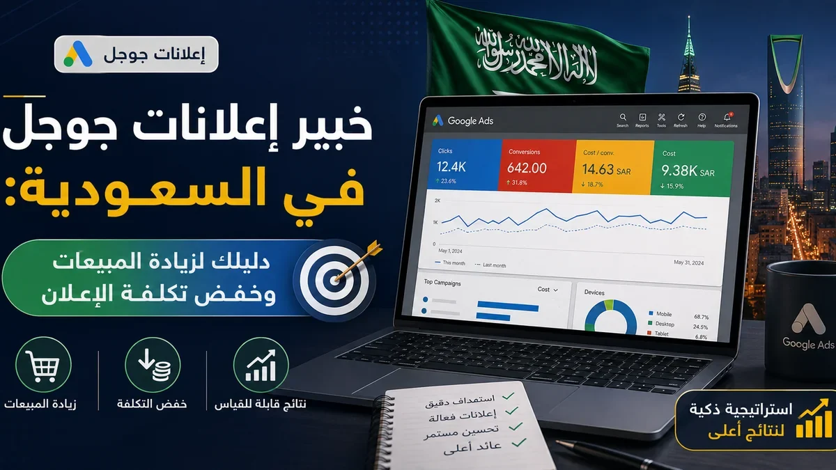لوحة أداء Google Ads توضح التحويلات وتكلفة التحويل ضمن إدارة احترافية للحملات