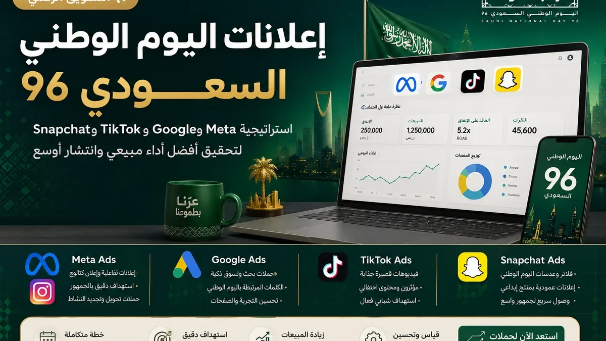 خريطة أدوار Meta وGoogle وTikTok وSnapchat في حملة اليوم الوطني السعودي 96
