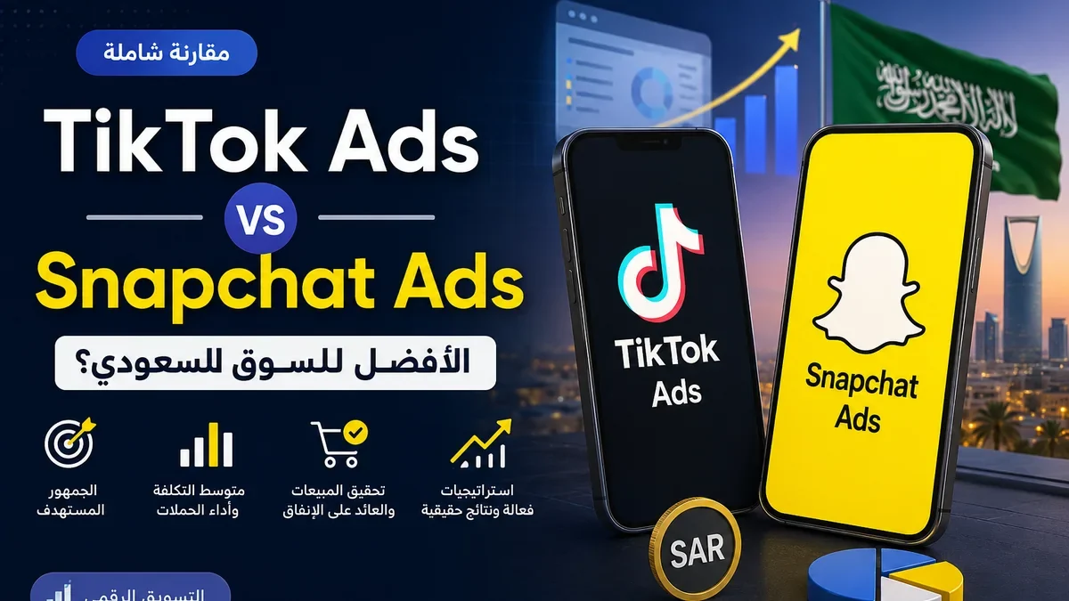 مصفوفة قرار بصرية لمقارنة إعلانات تيك توك وسناب شات في السعودية